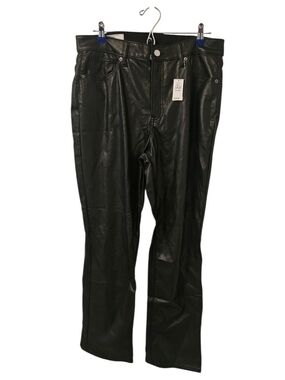 Black GAP Women's High Rise Vegan Leather Vintage Slim Pants